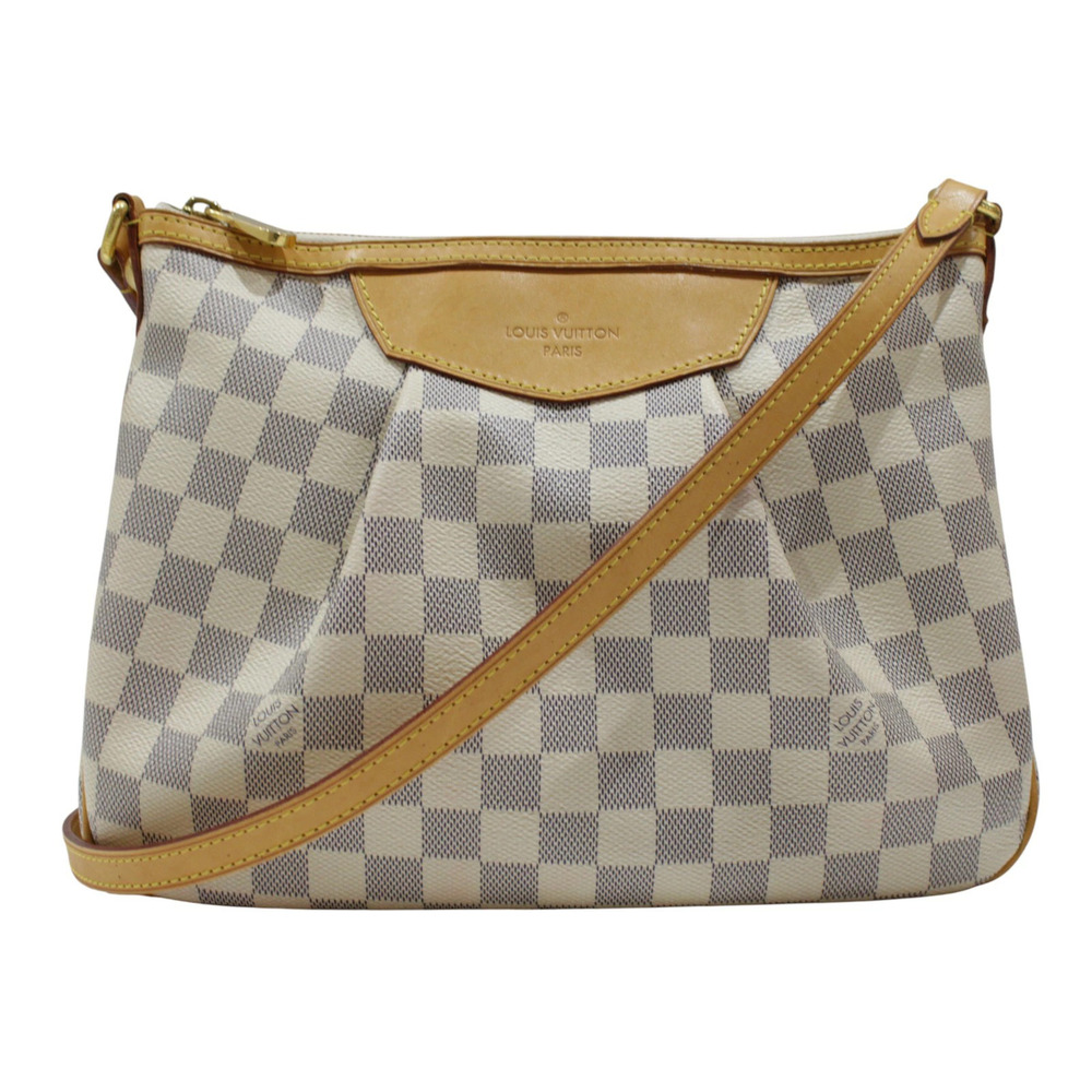 LOUIS VUITTON Siracusa Damier Azur White Canvas White Shoulder Bag Messenger